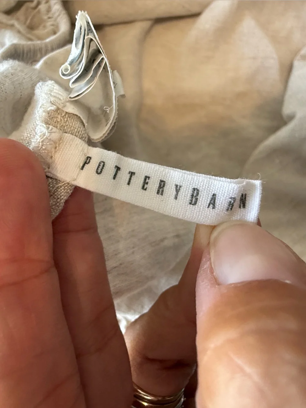 Pottery Barn Belgian Flax Linen Classic Fitted Sheet Light Tan Khaki Queen